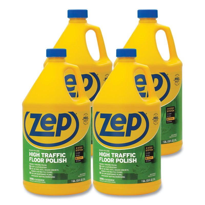 Zep Commercial High Traffic Floor Polish, 1 gal, 4/Carton