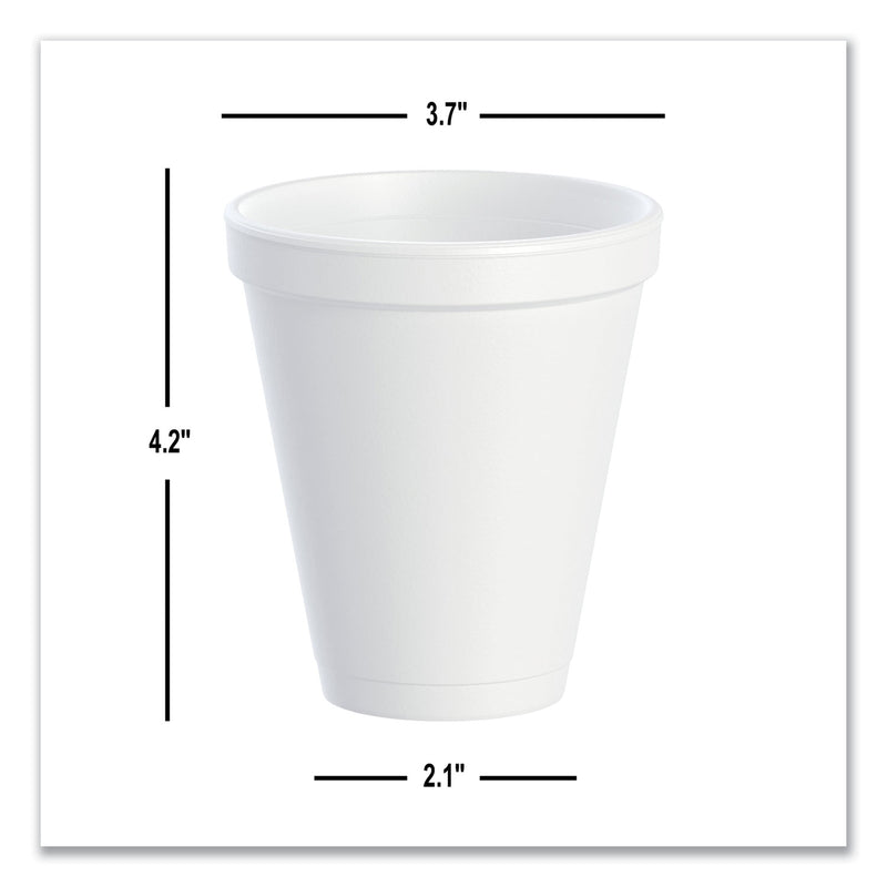 Dart Foam Drink Cups, 12 oz, White, 1,000/Carton