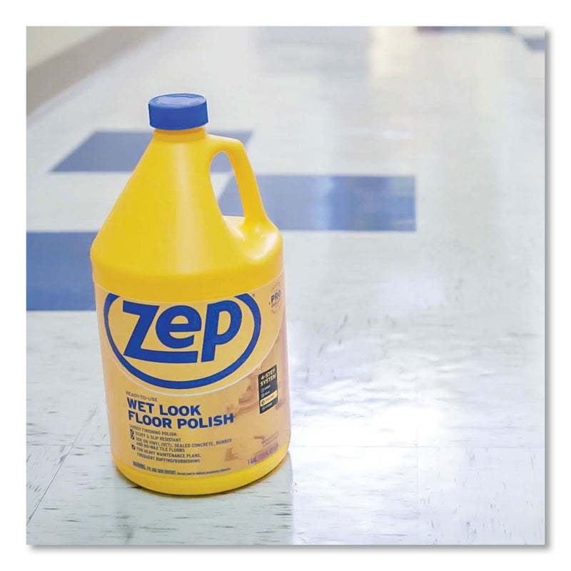 Zep Commercial Wet Look Floor Polish, 1 gal, 4/Carton