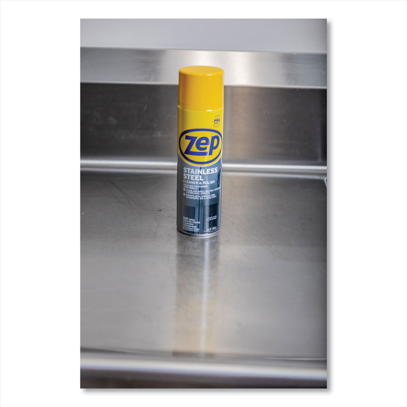 Zep Commercial Stainless Steel Polish, 14 oz Aerosol Spray, 12/Carton