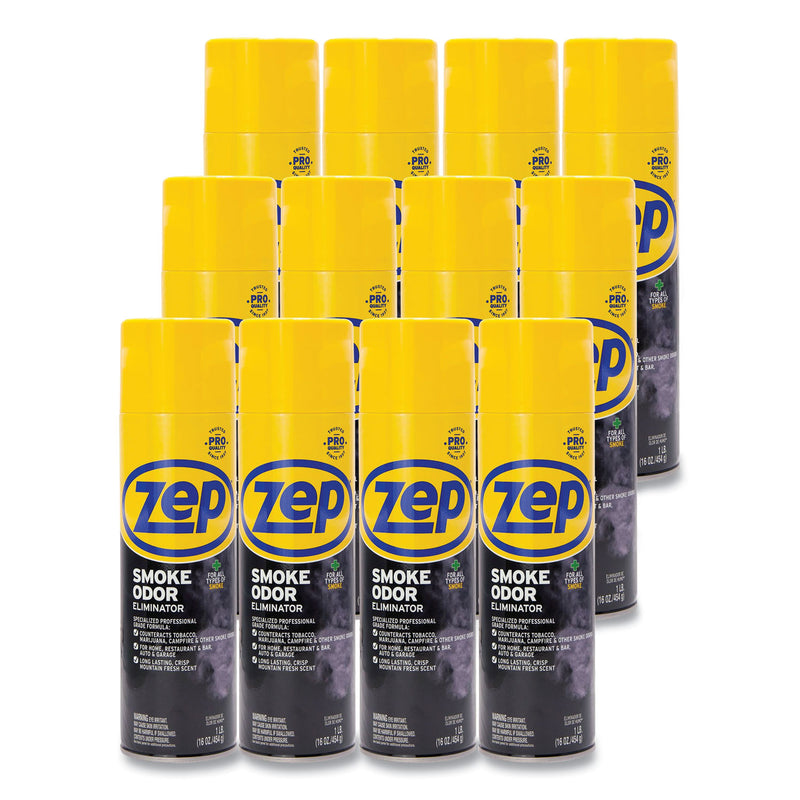 Zep Commercial Smoke Odor Eliminator, Fresh, 16 oz, 12/Carton