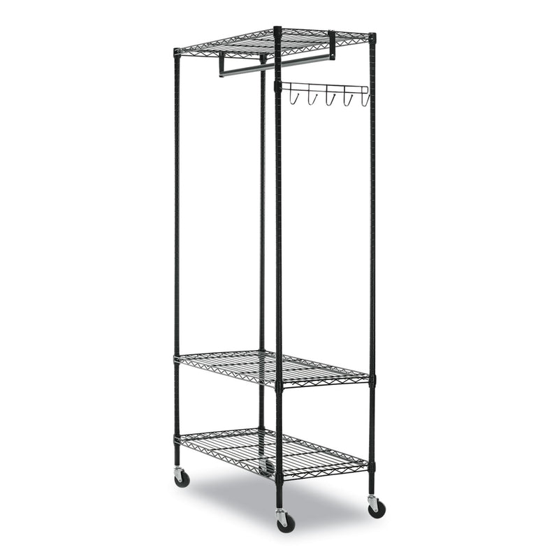 Alera Wire Shelving Garment Rack, 40 Garments, 48w x 18d x 75h, Black