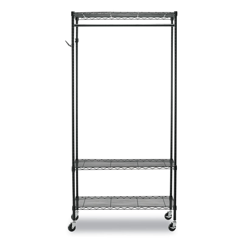 Alera Wire Shelving Garment Rack, 40 Garments, 48w x 18d x 75h, Black