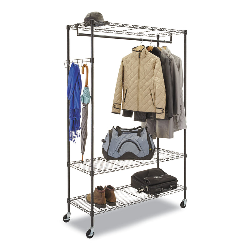 Alera Wire Shelving Garment Rack, 40 Garments, 48w x 18d x 75h, Black