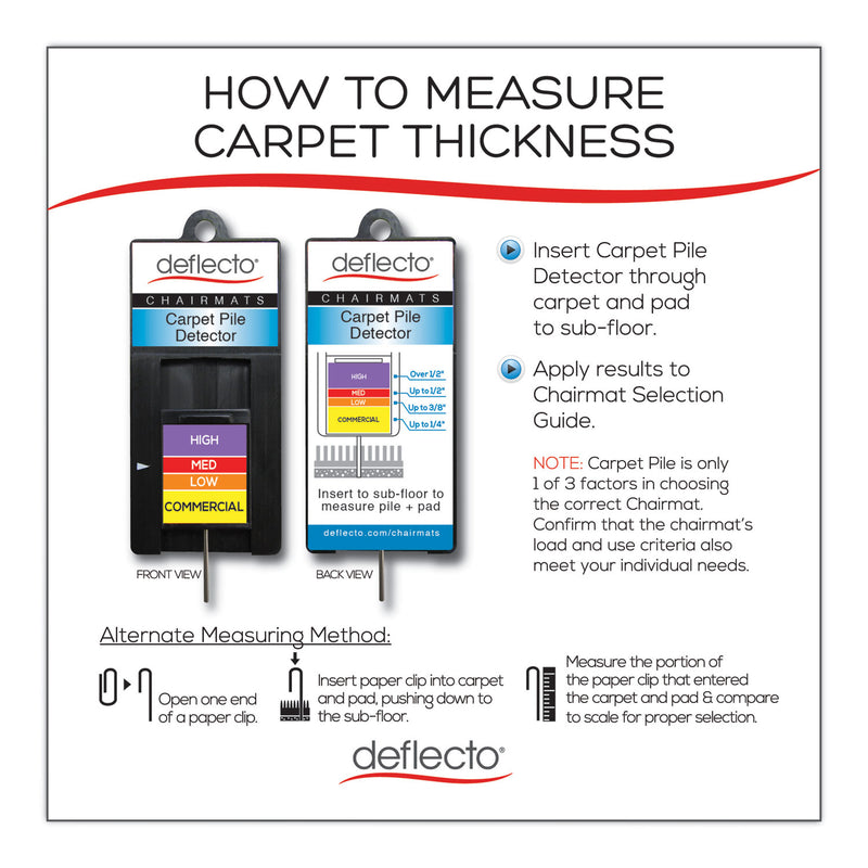 deflecto Antimicrobial Chair Mat, Medium Pile Carpet, 48 x 36, Lipped, Clear