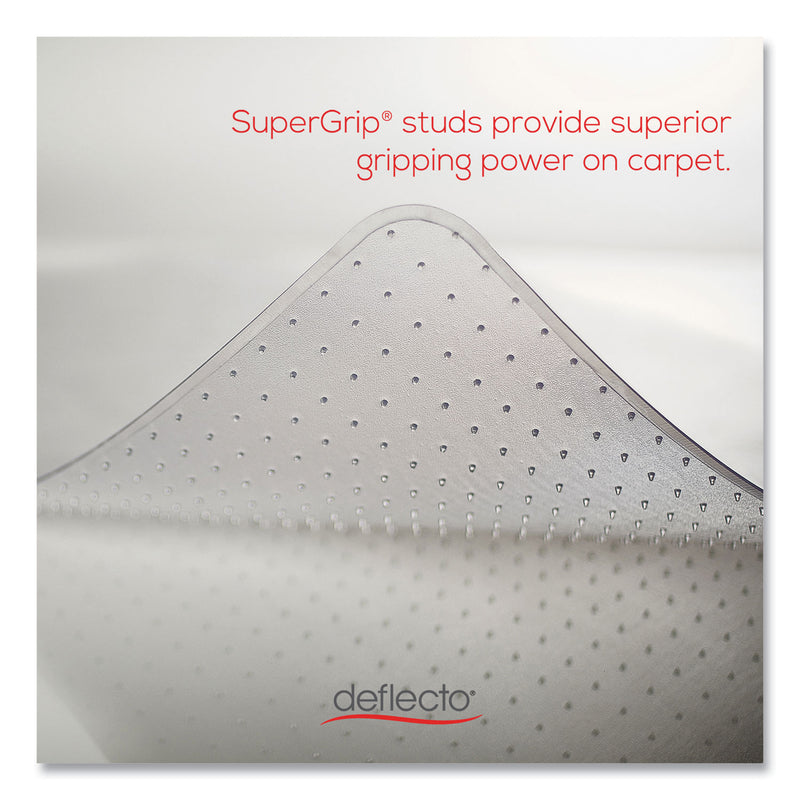 deflecto Antimicrobial Chair Mat, Medium Pile Carpet, 60 x 46, Rectangular, Clear