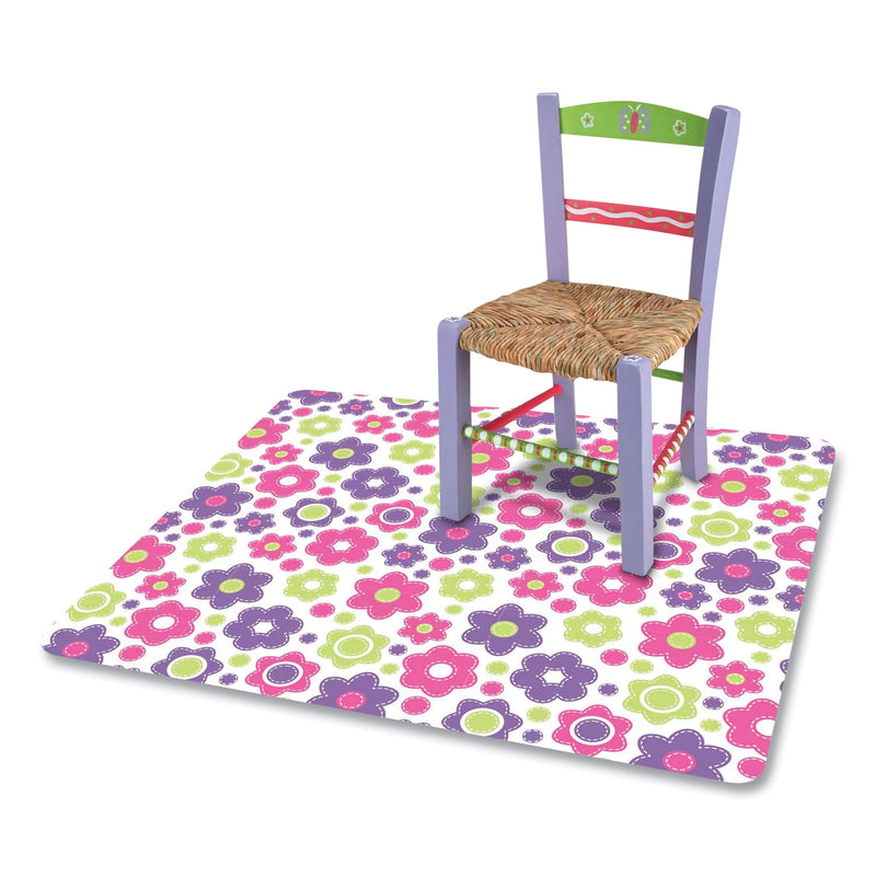 deflecto FashionMat Chair Mat, Rectangular, 35 x 40, Daisies