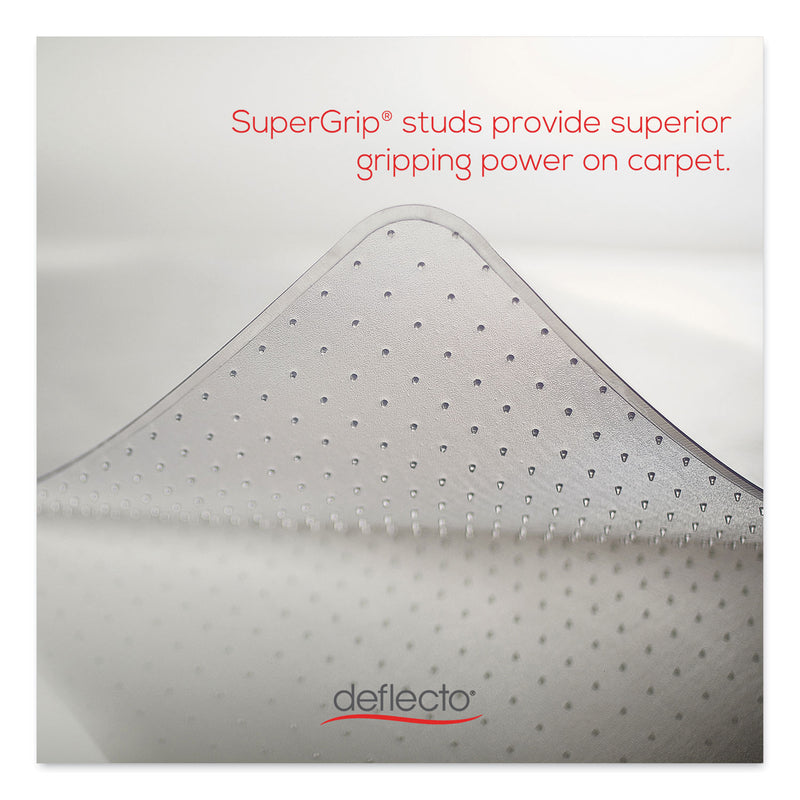 deflecto Antimicrobial Chair Mat, Medium Pile Carpet, 48 x 36, Lipped, Clear