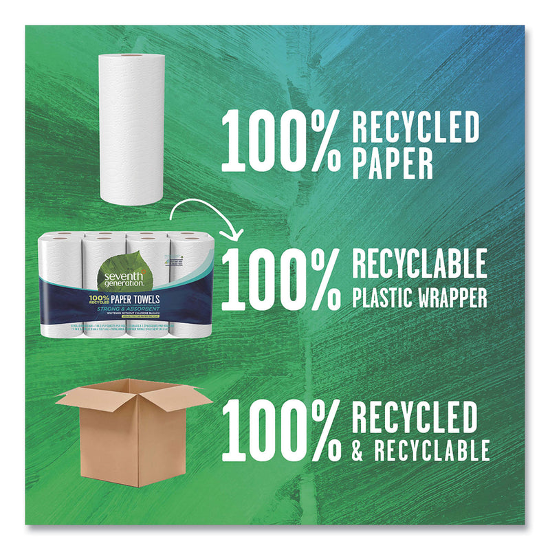 Seventh Generation 100% Recycled Paper Kitchen Towel Rolls, 2-Ply, 11 x 5.4, 156 Sheets/Rolls, 32 Rolls/Carton