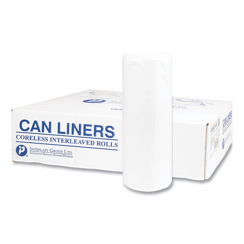 Inteplast Group High-Density Commercial Can Liners Value Pack, 60 gal, 19 microns, 38" x 58", Clear, 150/Carton