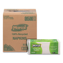 Marcal 100% Recycled Lunch Napkins, 1-Ply, 11.4 x 12.5, White, 400/Pack