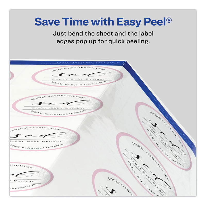 Avery Round Print-to-the Edge Labels with Sure Feed and Easy Peel, 2" dia, Glossy Clear, 120/PK