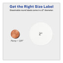 Avery White Dissolvable Labels w/ Sure Feed, 2" dia, White, 60/Pk,