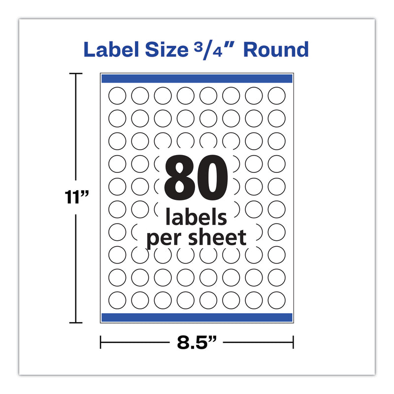 Avery Printable Self-Adhesive Permanent ID Labels w/Sure Feed, 0.75" dia, Clear, 400/PK