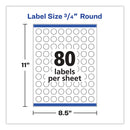 Avery Printable Self-Adhesive Permanent ID Labels w/Sure Feed, 0.75" dia, White 800/PK