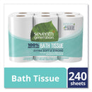 Seventh Generation 100% Recycled Bathroom Tissue, Septic Safe, 2-Ply, White, 240 Sheets/Roll, 12 Rolls/Pack, 4 Packs/Carton