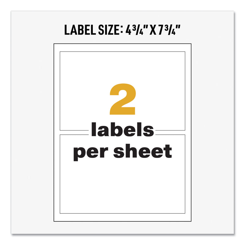 Avery UltraDuty GHS Chemical Waterproof and UV Resistant Labels, 4.75 x 7.75, White, 2/Sheet, 50 Sheets/Box