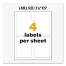 Avery UltraDuty GHS Chemical Waterproof and UV Resistant Labels, 3.5 x 5, White, 4/Sheet, 50 Sheets/Box
