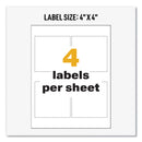 Avery UltraDuty GHS Chemical Waterproof and UV Resistant Labels, 4 x 4, White, 4/Sheet, 50 Sheets/Box