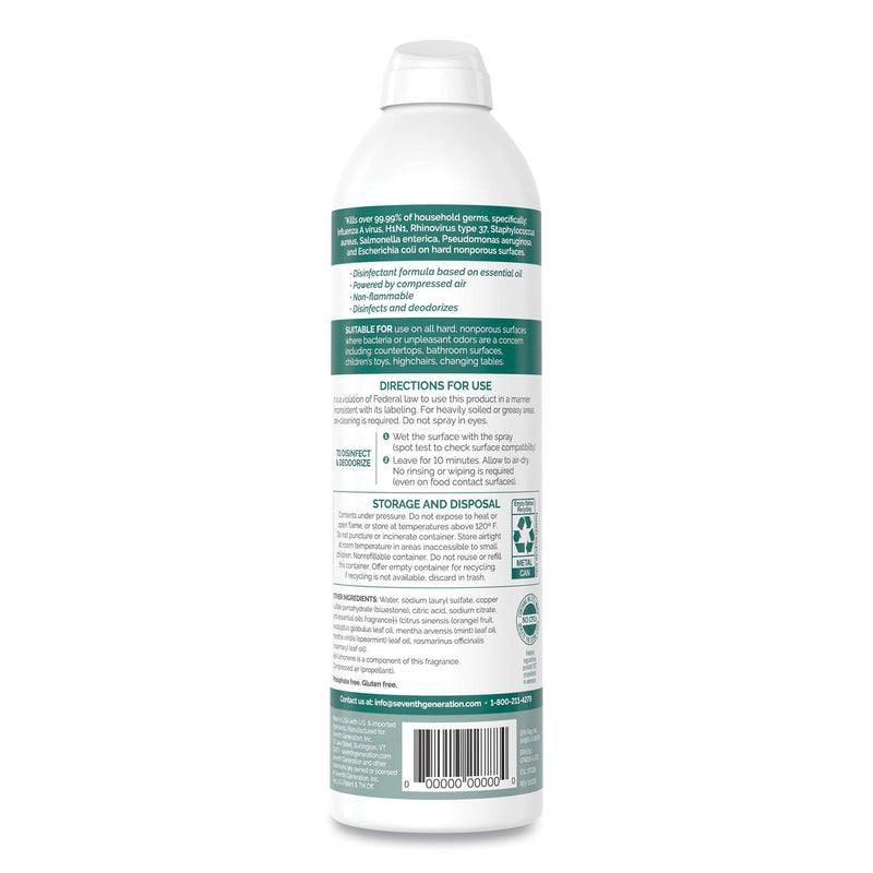 Seventh Generation Disinfectant Sprays, Eucalyptus/Spearmint/Thyme, 13.9 oz, Spray Bottle