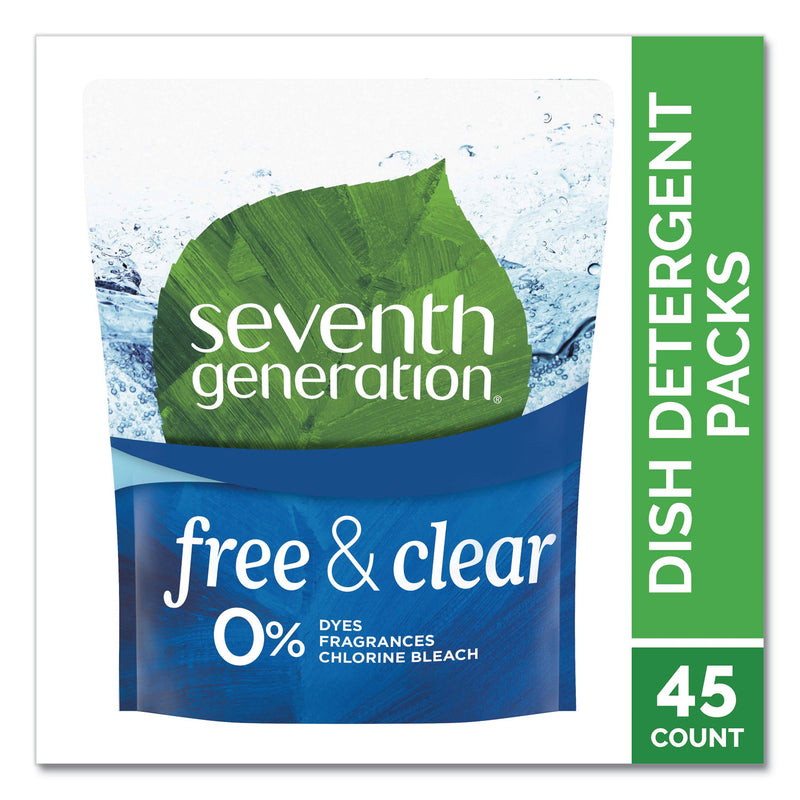 Seventh Generation Natural Dishwasher Detergent Concentrated Packs, Free and Clear, 45 Packets/Pack