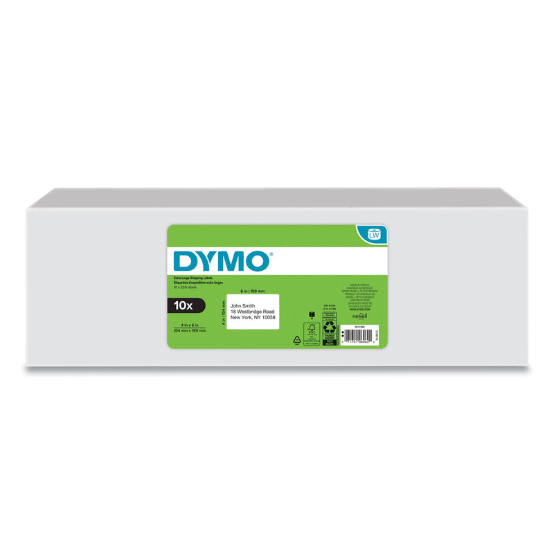 DYMO LW Extra-Large Shipping Labels, 4" x 6", White, 220 Labels/Roll, 10 Rolls/Pack