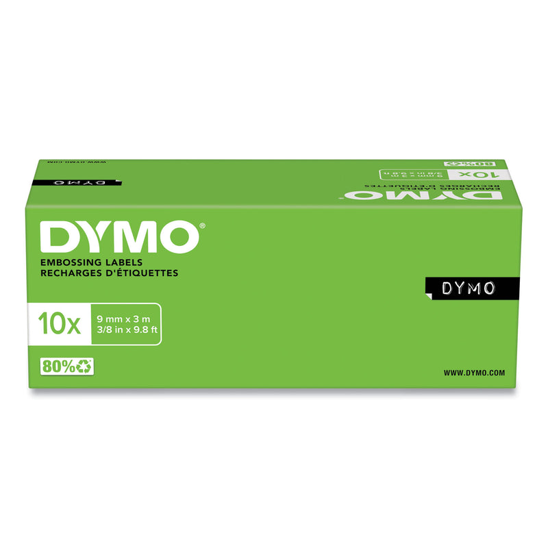 DYMO Self-Adhesive Glossy Labeling Tape for Embossers, 0.37" x 9.8 ft Roll, Black