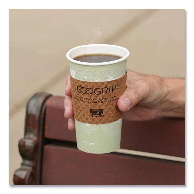 Eco-Products EcoGrip Hot Cup Sleeves - Renewable and Compostable, Fits 12, 16, 20, 24 oz Cups, Kraft, 1,300/Carton