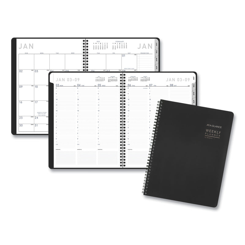 AT-A-GLANCE Contemporary Lite Weekly/Monthly Planner, 11 x 8.25, Black Cover, 12-Month (Jan to Dec): 2023