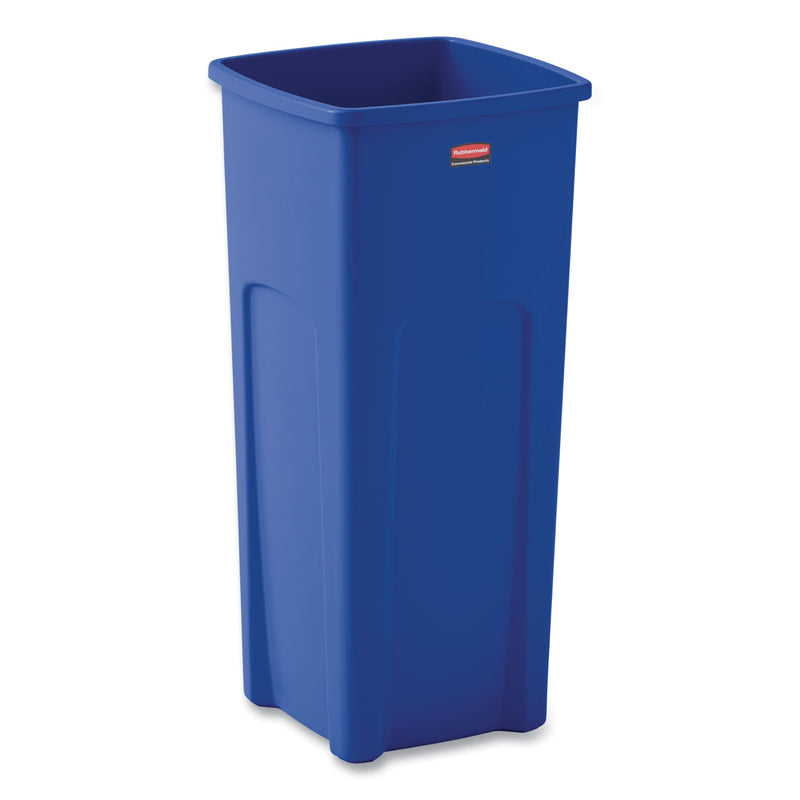Rubbermaid Recycled Untouchable Square Recycling Container, Plastic, 23 gal, Blue