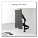 Fellowes Platinum Series Dual Stacking Arm for 27" Monitors, 360 deg Rotation, 180 deg Tilt, 360 deg Pan, Black, Supports 22 lb