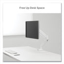 Fellowes Platinum Series Single Monitor Arm, For 27" Monitors, 360 deg Rotation, 45 deg Tilt, 180 deg Pan, White, Supports 20 lb