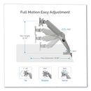 Fellowes Platinum Series Single Monitor Arm, For 27" Monitors, 360 deg Rotation, 45 deg Tilt, 180 deg Pan, Silver, Supports 20 lb