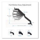 Fellowes Platinum Series Single Monitor Arm, For 30" Monitors, 360 deg Rotation, 180 deg Tilt, 360 deg Pan, Black, Supports 20 lb