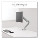 Fellowes Platinum Series Single Monitor Arm, For 27" Monitors, 360 deg Rotation, 45 deg Tilt, 180 deg Pan, Silver, Supports 20 lb