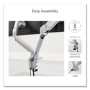 Fellowes Platinum Series Dual Monitor Arm, For 27" Monitors, 360 deg Rotation, 45 deg Tilt, 180 deg Pan, Silver, Supports 20 lb