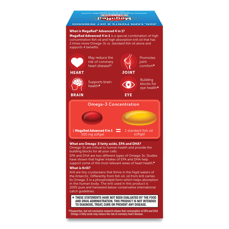 MegaRed Advanced 4-in-1 Omega-3 Softgel, 500 mg, 40 Count