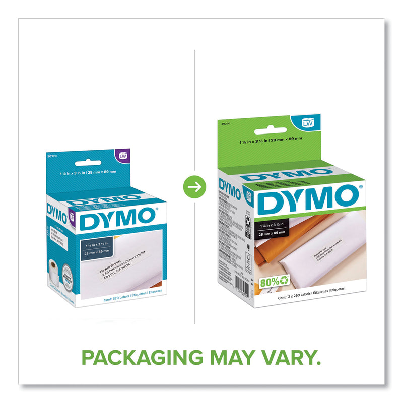DYMO LabelWriter Address Labels, 1.12" x 3.5", White, 260 Labels/Roll, 2 Rolls/Pack