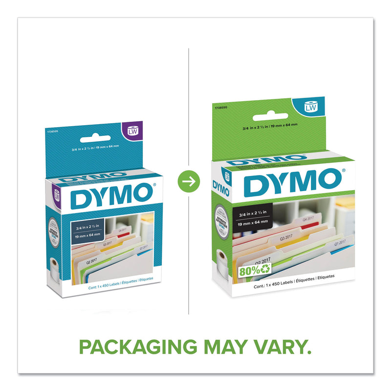DYMO LabelWriter Bar Code Labels, 0.75" x 2.5", White, 450 Labels/Roll
