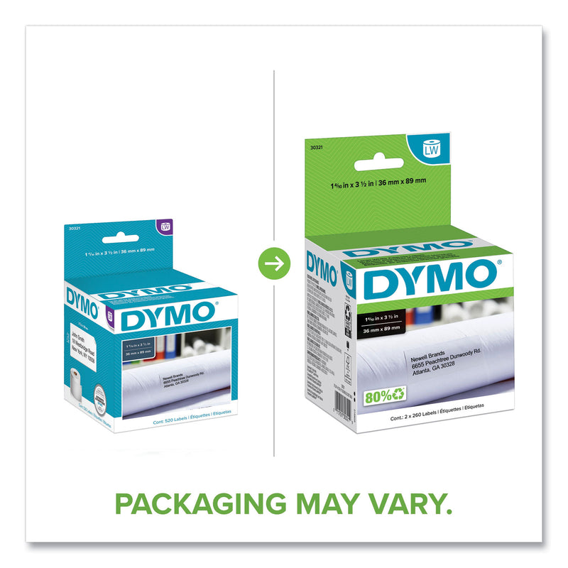 DYMO LabelWriter Address Labels, 1.4" x 3.5", White, 260 Labels/Roll, 2 Rolls/Pack