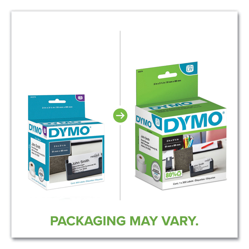 DYMO LabelWriter Business/Appointment Cards, 2" x 3.5", White, 300 Labels/Roll