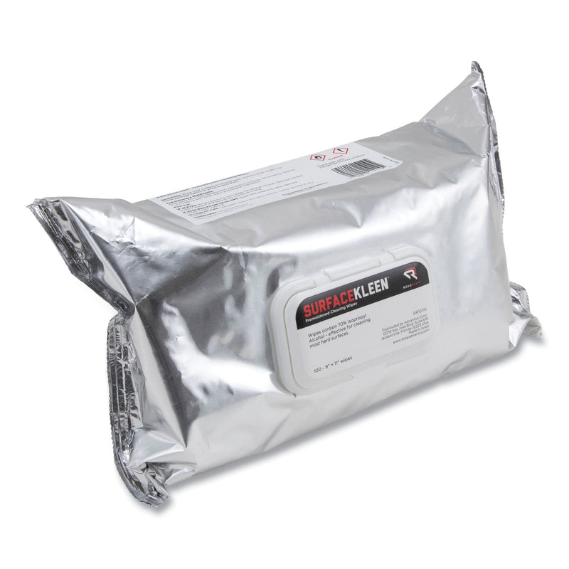 Read Right SurfaceKleen Premoistened Alcohol Cleaning Wipes, 9 x 11, Soft Pack, 100/Pack