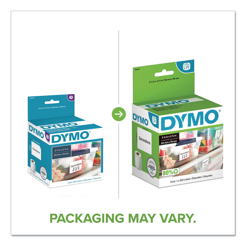 DYMO LW Multipurpose Labels, 2.75" x 2.12", White, 320 Labels/Roll