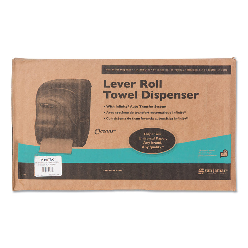 San Jamar Lever Roll Towel Dispenser, Oceans, 12.94 x 9.25 x 16.5, Black Pearl