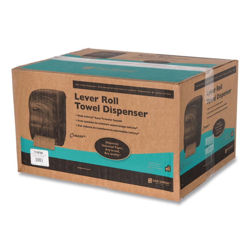 San Jamar Lever Roll Towel Dispenser, Oceans, 12.94 x 9.25 x 16.5, Black Pearl