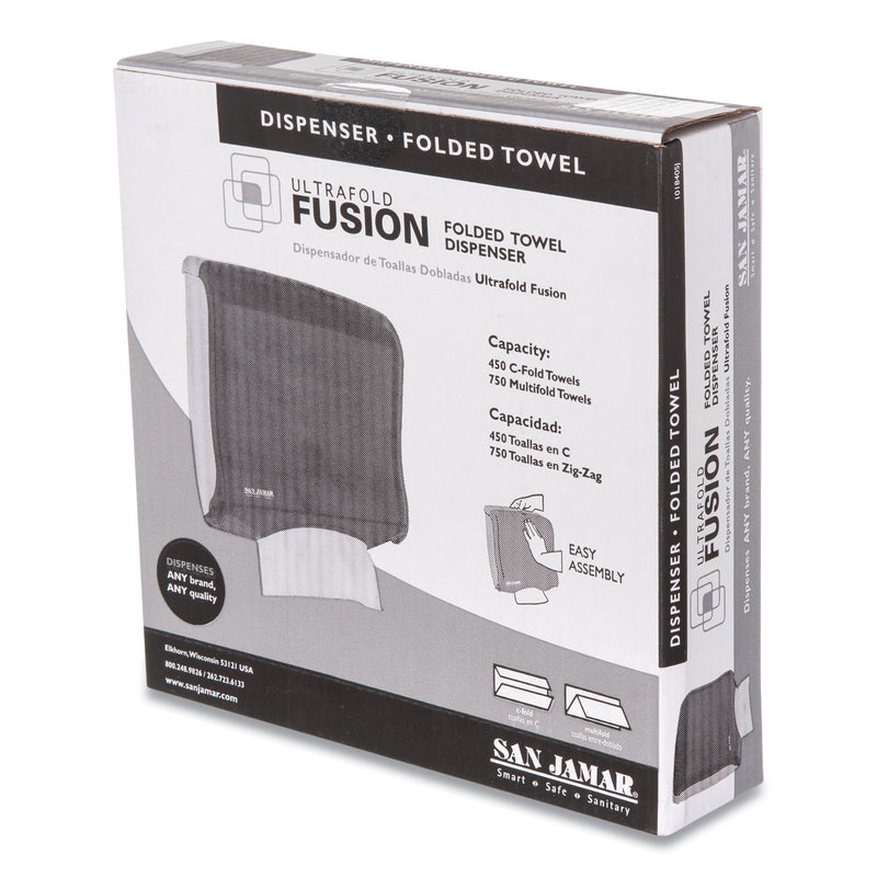 San Jamar Ultrafold Fusion C-Fold and Multifold Towel Dispenser, 11.5 x 5.5 x 11.5, Black