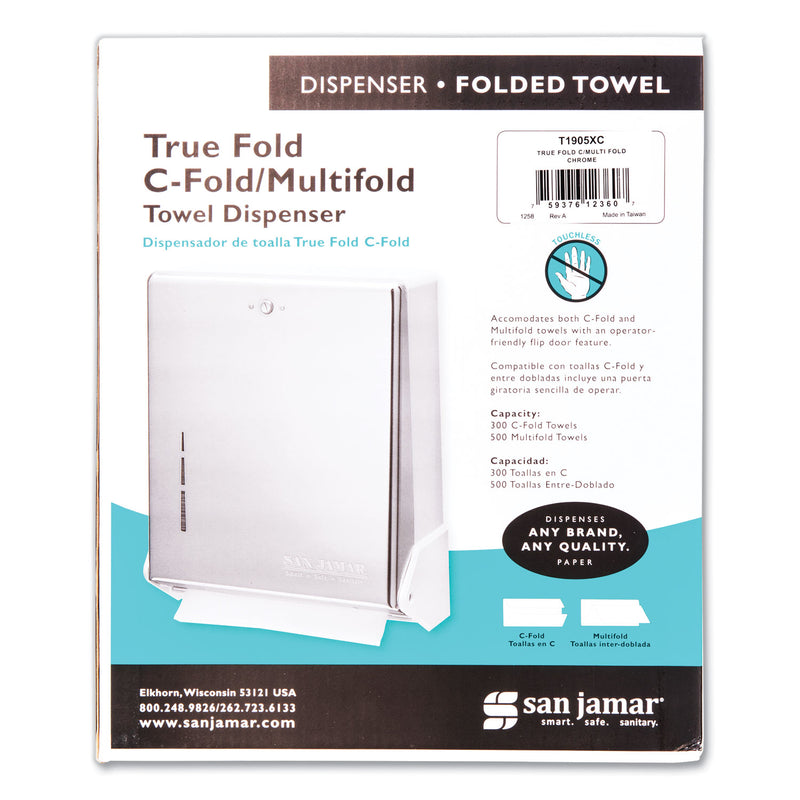 San Jamar True Fold C-Fold/Multifold Paper Towel Dispenser, 11.63 x 5 x 14.5, Chrome