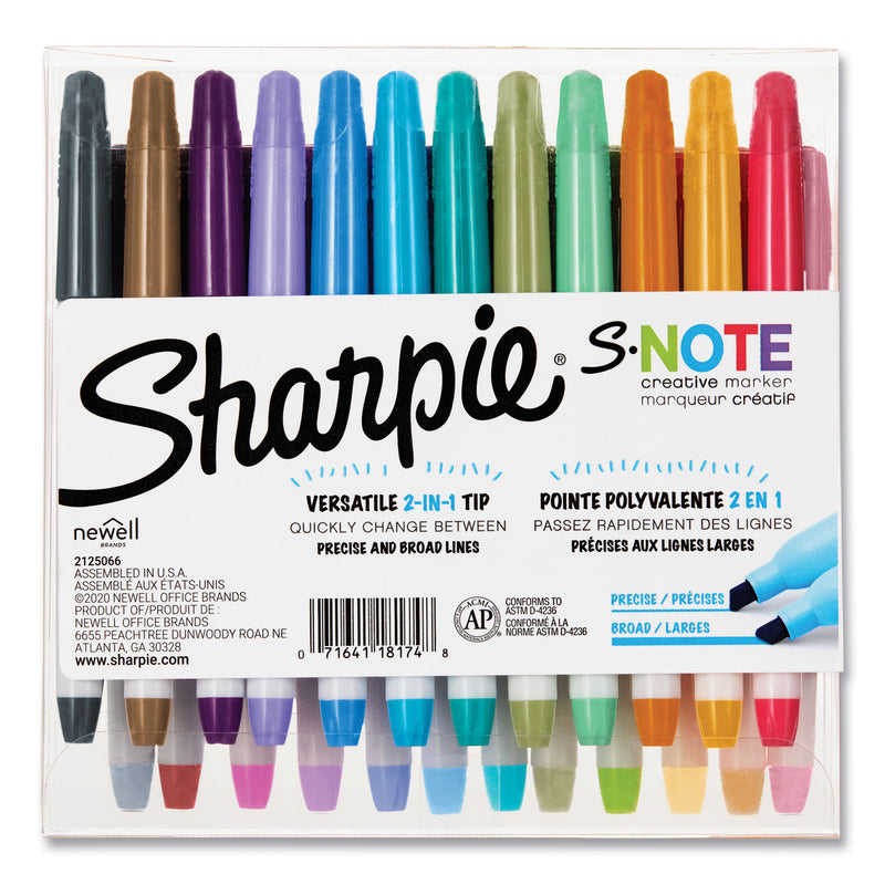 Sharpie S-Note Creative Markers, Assorted Ink Colors, Chisel Tip, Assorted Barrel Colors, 24/Pack