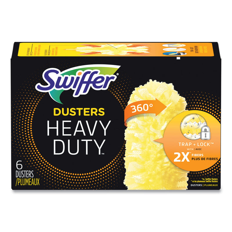 Swiffer Heavy Duty Dusters Refill, Dust Lock Fiber, Yellow, 6/Box