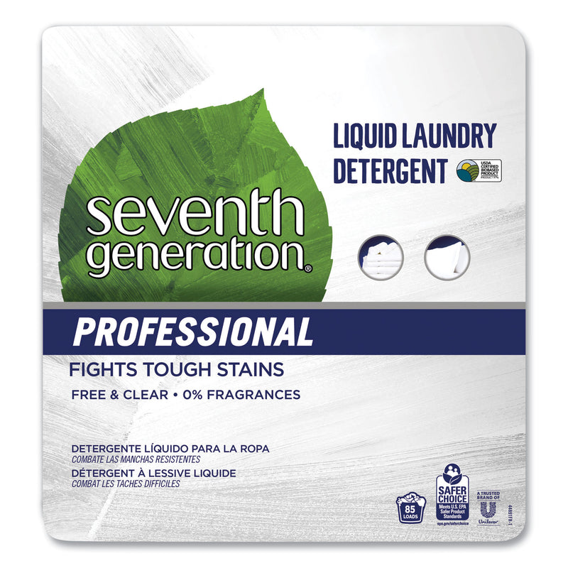 Seventh Generation Liquid Laundry Detergent, Free and Clear Scent, 1 gal Bottle, 2/Carton